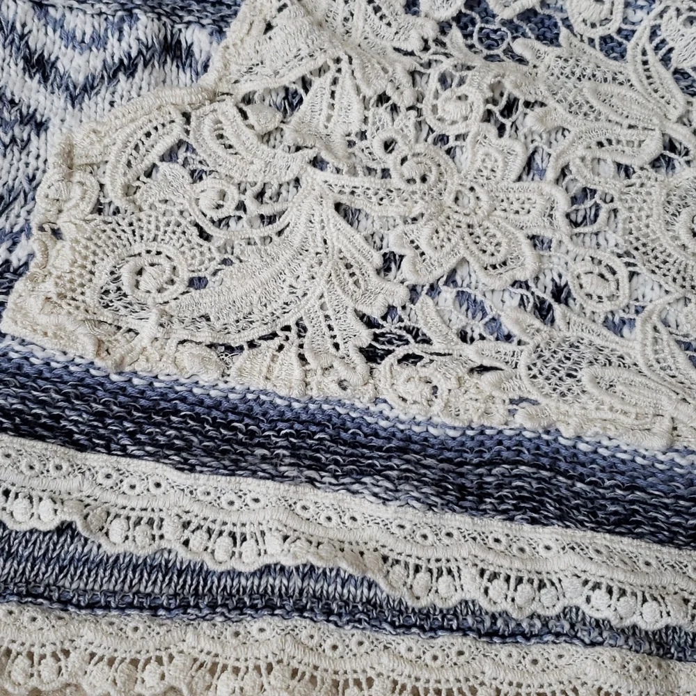 American Rag Hooded Crochet Lace Sweater Sz M